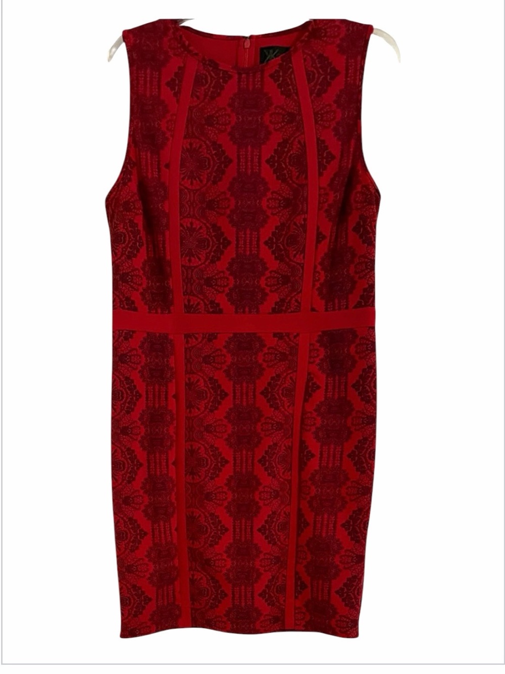 Kardashian Kollection Red Black Jacquard Bodycon Dress L